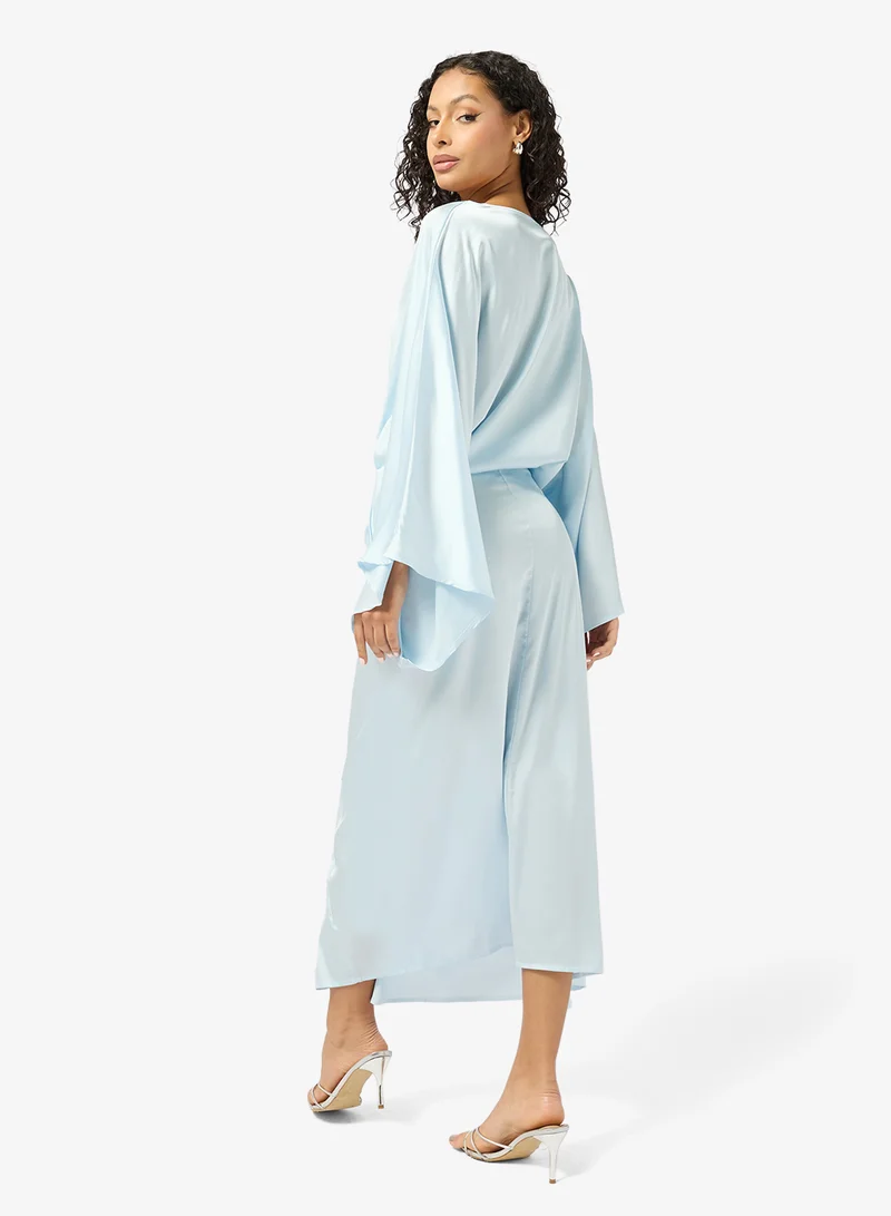 جينجر Draped Cape Top & Maxi Skirt Coord Set